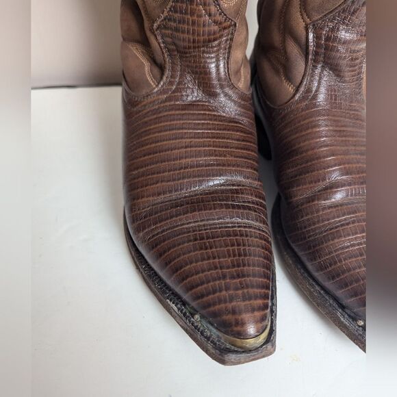 Boulet Women's Western Cowboy Boots 5.5 – Brown Leather & Suede – 9.5" Shaft - Picture 4 of 10